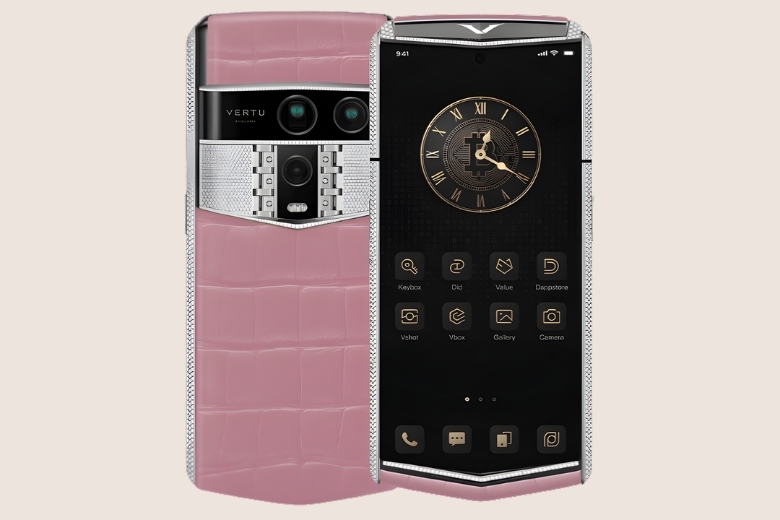 Vertu Agent Q Alligator Silver Full Diamond Collector’s Edition Radiant Sakura Pink Alli 1TB giá