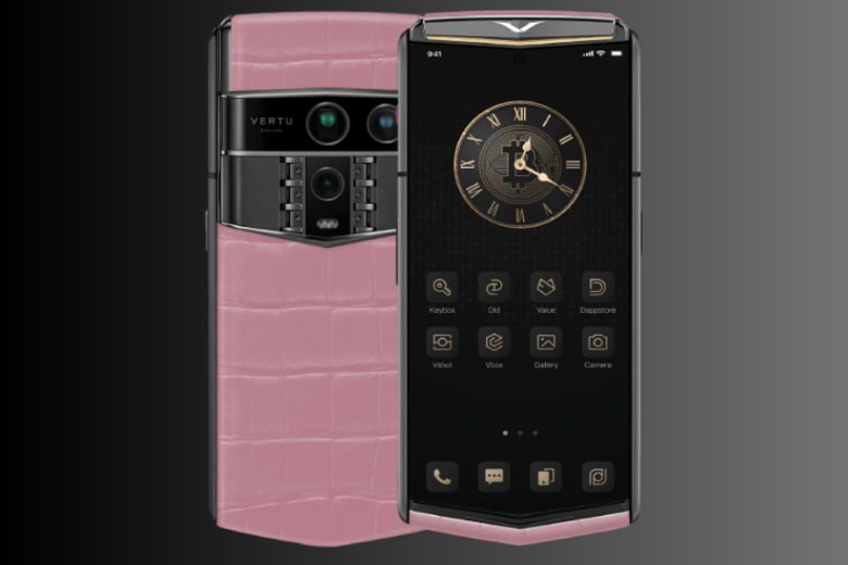 Vertu Agent Q Black Premium Set Single Gold Accent Sakura Pink Alli 1tb