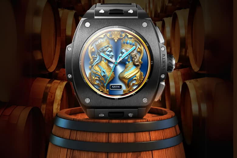 VERTU Watch S1 Finished Set Bespoke Gold Blue and White Carbon Fiber Navy Blue Strap 4 Vertu Grand Watch S1 Vertuvietnam