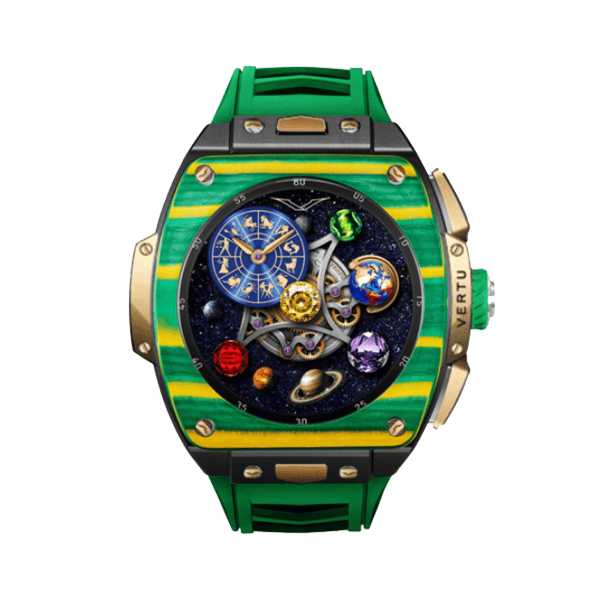 Vertu Watch S1 Finished Set Bespoke Gold Yellowgreen Carbon Fiber Green Strap